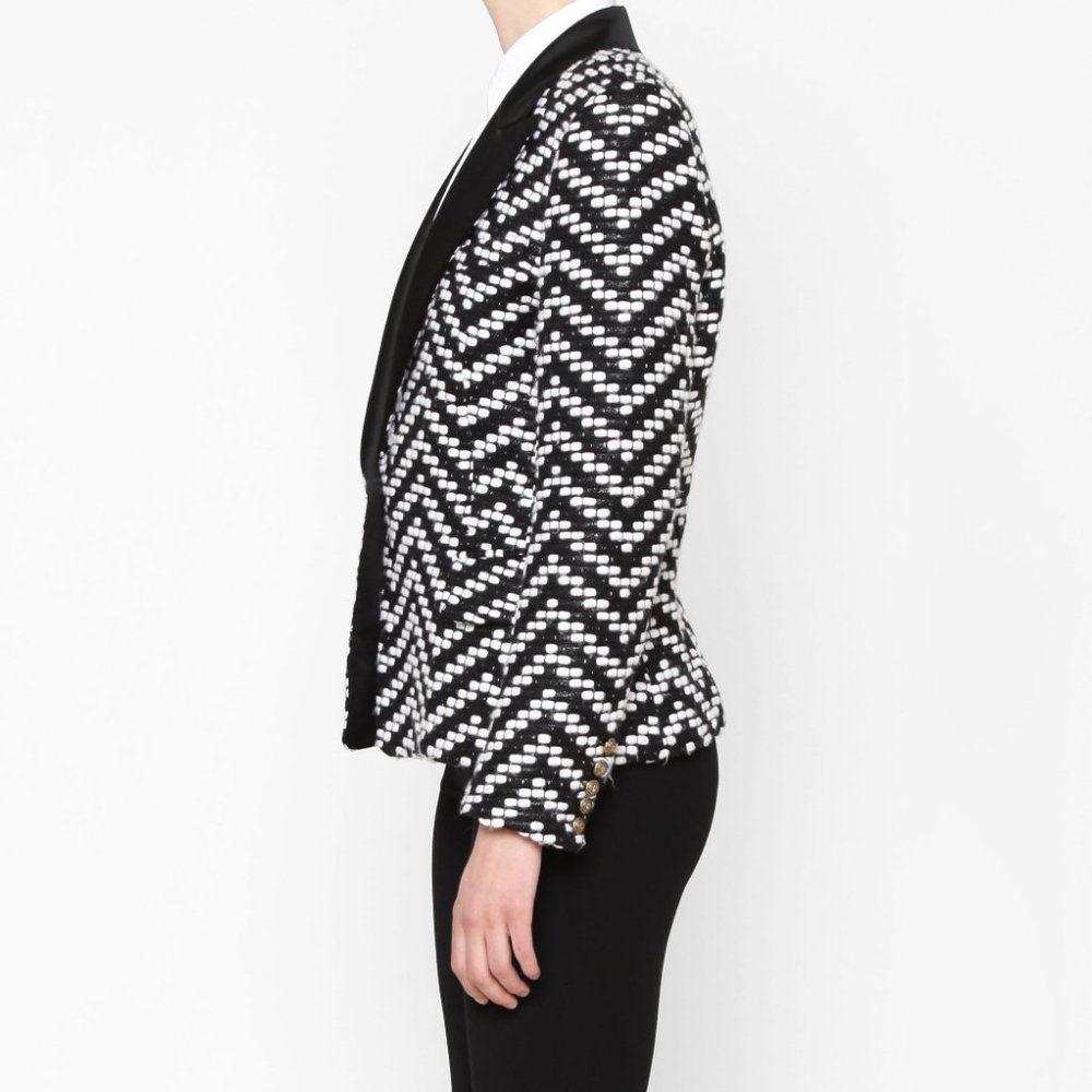 BALMAIN Blazer Tweed Chevron wool - Picture 3 of 15